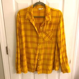 Gap cotton blend flannel shirt in vibrant butternut/caramel plaid, XL